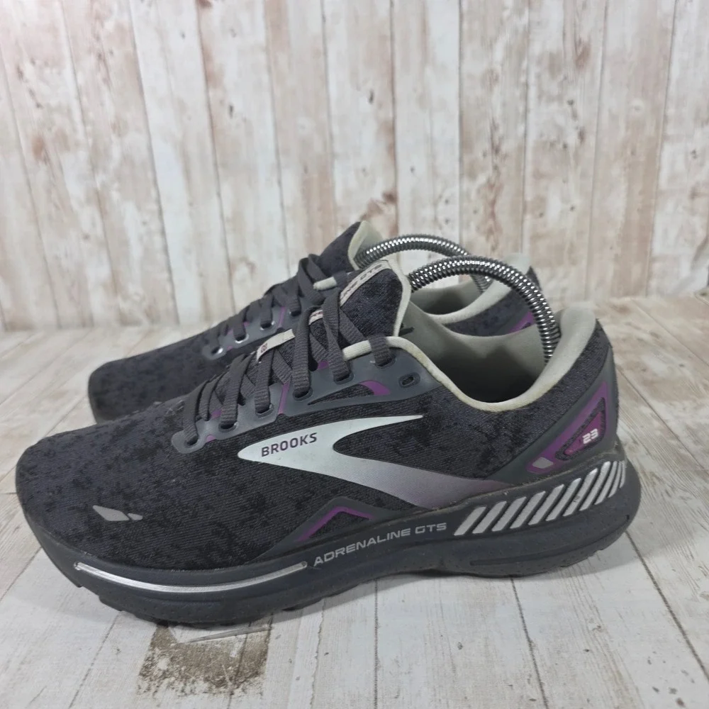 Brooks Adrenaline GTS 23 Womens Running Shoes Black Purple 1203811B072 Size 10 - Picture 2 of 8